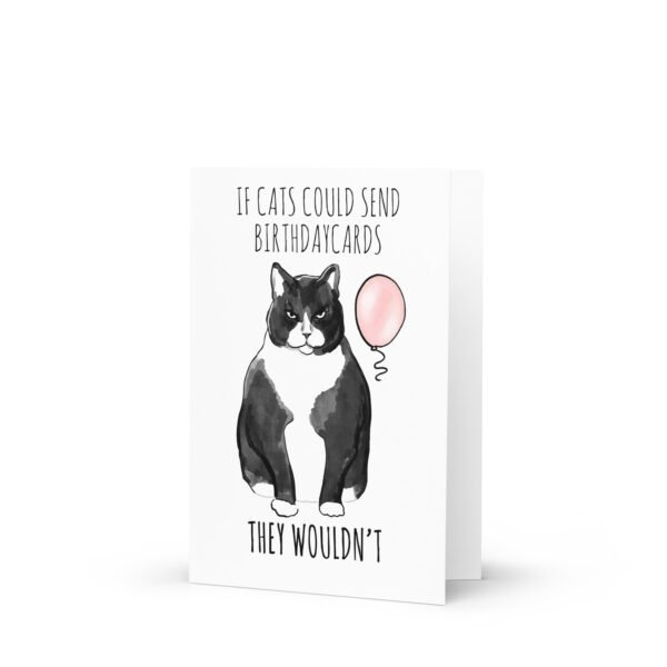 Funny tuxedo cat Birthday greeting card - Image 3