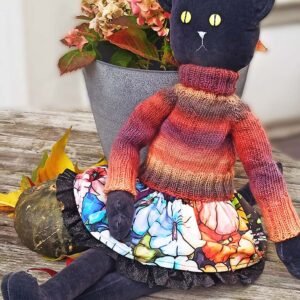 black cat plush toy free PDF sewing pattern DIY