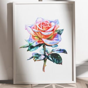 Watercolor rose art print