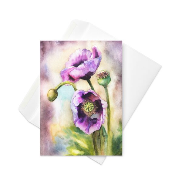 Purple poppies greeting card - Image 2