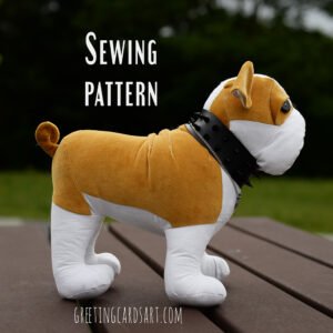 bulldog dog plush toy sewing pattern