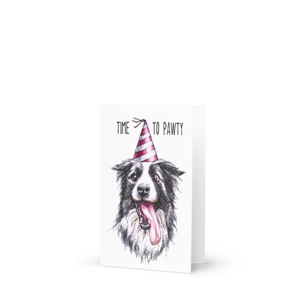 Time to pawty border collie Birthday greeting card - Image 2