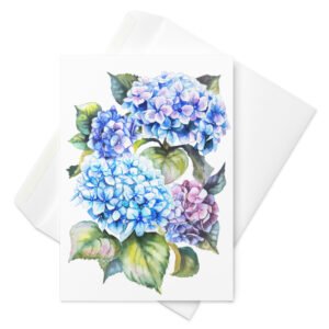 Watercolor hydrangea greeting card