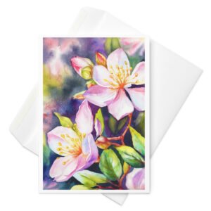 cherry blossom art floral greeting card
