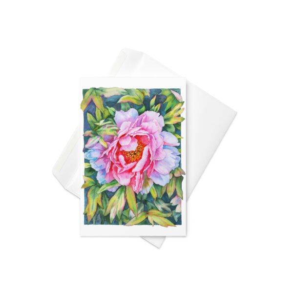 Watercolor pink peony greeting card - Image 2