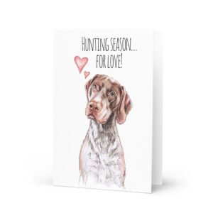 Hunting for love dog greeting card