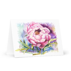 Watercolor peony greeting card