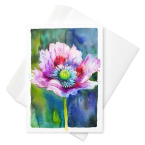 Pink poppy greeting card