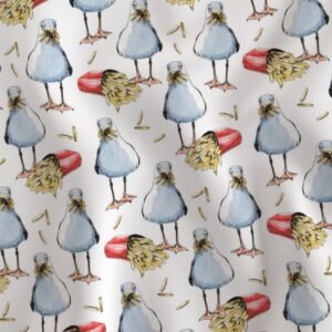 fabric with funny birds